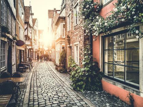 'Old Town in Europe at Sunset with Retro Vintage Instagram Style Filter  Effect' Photographic Print - canadastock | AllPosters.com