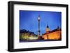 Old Town in Warsaw, Poland at Night. the Royal Castle and Sigismund's Column Called Kolumna Zygmunt-Michal Bednarek-Framed Photographic Print