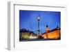 Old Town in Warsaw, Poland at Night. the Royal Castle and Sigismund's Column Called Kolumna Zygmunt-Michal Bednarek-Framed Photographic Print