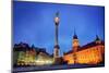 Old Town in Warsaw, Poland at Night. the Royal Castle and Sigismund's Column Called Kolumna Zygmunt-Michal Bednarek-Mounted Photographic Print