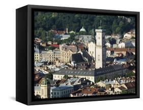 Old Town Including Town Hall, Seen from Castle Hill, Unesco World Heritage Site, Lviv, Ukraine-Christian Kober-Framed Stretched Canvas