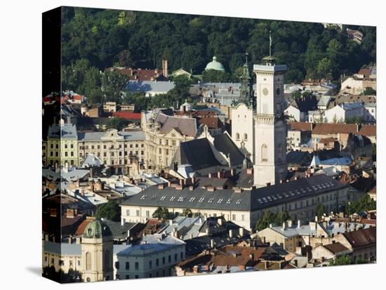 Old Town Including Town Hall, Seen from Castle Hill, Unesco World Heritage Site, Lviv, Ukraine-Christian Kober-Stretched Canvas