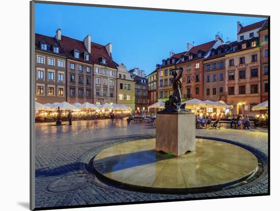 Old Town Market Place and the Warsaw Mermaid at twilight, Warsaw, Masovian Voivodeship, Poland, Eur-Karol Kozlowski-Mounted Photographic Print