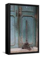 Old Town of Xingping Along the Li River, Doorway and Broom-Darrell Gulin-Framed Stretched Canvas