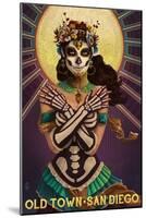 Old Town - San Diego, California - Day of the Dead Crossbones-Lantern Press-Mounted Art Print