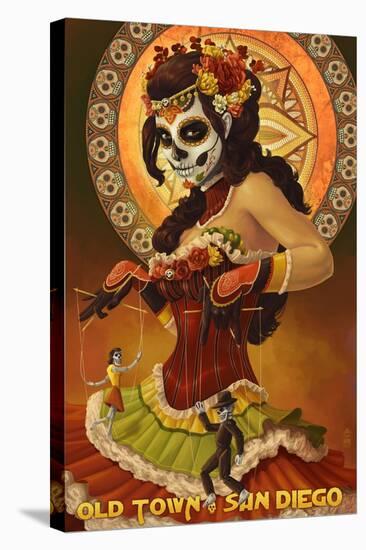 Old Town - San Diego, California - Day of the Dead-Lantern Press-Stretched Canvas