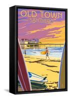 Old Town - San Diego, California - Ocean Beach-Lantern Press-Framed Stretched Canvas