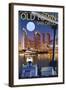 Old Town - San Diego, California - Skyline at Night-Lantern Press-Framed Art Print