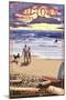 Old Town - San Diego, California - Sunset Beach Walk-Lantern Press-Mounted Art Print