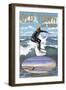 Old Town - San Diego, California - Surfer Scene-Lantern Press-Framed Art Print