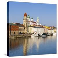 Old Town Skyline and the River Danube, Passau, Lower Bavaria, Bavaria, Germany-Doug Pearson-Stretched Canvas