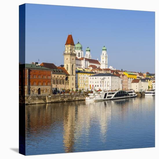 Old Town Skyline and the River Danube, Passau, Lower Bavaria, Bavaria, Germany-Doug Pearson-Stretched Canvas