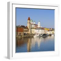 Old Town Skyline and the River Danube, Passau, Lower Bavaria, Bavaria, Germany-Doug Pearson-Framed Photographic Print