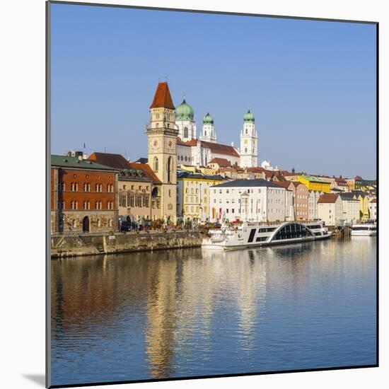 Old Town Skyline and the River Danube, Passau, Lower Bavaria, Bavaria, Germany-Doug Pearson-Mounted Photographic Print