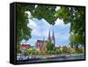 Old Town Skyline with St. Peter's Cathedral and Danube River, Regensburg, Germany-Miva Stock-Framed Stretched Canvas