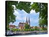 Old Town Skyline with St. Peter's Cathedral and Danube River, Regensburg, Germany-Miva Stock-Stretched Canvas