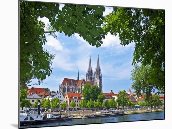 Old Town Skyline with St. Peter's Cathedral and Danube River, Regensburg, Germany-Miva Stock-Mounted Photographic Print