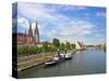 Old Town Skyline with St. Peter's Cathedral and Danube River, Regensburg, Germany-Miva Stock-Stretched Canvas