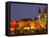Old Town Square at Christmas Time and Tyn Cathedral, Prague, Czech Republic, Europe-Marco Cristofori-Framed Stretched Canvas