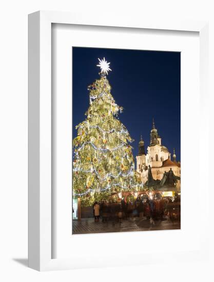 Old Town Square Christmas Market with Christmas Tree-Richard Nebesky-Framed Photographic Print