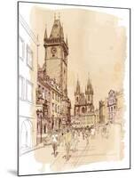 Old Town Square, Prague, Czech Republic - a Vector Sketch--Vladimir--Mounted Art Print