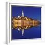 Old Town with Cathedral of St. Euphemia Reflecting in the Water at Night, Istria, Croatia, Europe-Markus Lange-Framed Photographic Print