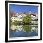 Old Town with Hoelderlinturm Tower and Stiftskirche Church Reflecting in the Neckar River-Markus Lange-Framed Photographic Print