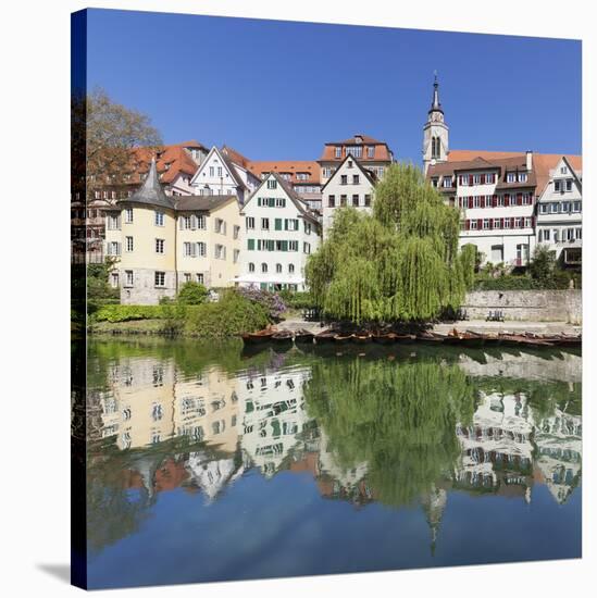 Old Town with Hoelderlinturm Tower and Stiftskirche Church Reflecting in the Neckar River-Markus Lange-Stretched Canvas