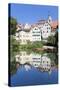 Old Town with Holderlinturm Tower and Stiftskirche Church Reflecting in the Neckar River-Markus-Stretched Canvas