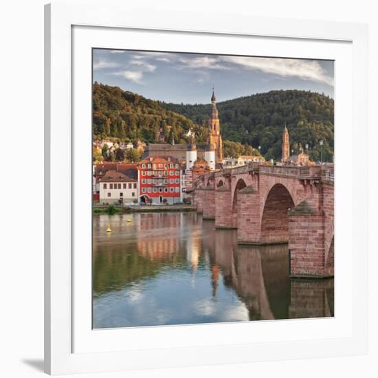 Old town with Karl-Theodor-Bridge (Old Bridge), Gate and Heilig Geist Church, Neckar River, Heidelb-Markus Lange-Framed Photographic Print