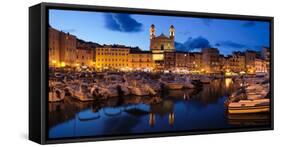 Old Town with Old Harbor and Eglise Saint-Jean-Baptiste De Bastia-null-Framed Stretched Canvas