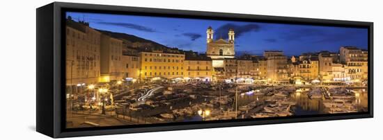 Old Town with Old Harbour and Jean Baptiste Church, Bastia, Corsica, France, Mediterranean, Europe-Markus Lange-Framed Stretched Canvas