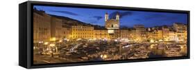 Old Town with Old Harbour and Jean Baptiste Church, Bastia, Corsica, France, Mediterranean, Europe-Markus Lange-Framed Stretched Canvas