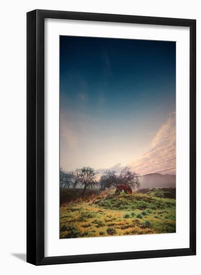 Old Tractor and Morning Hills, Petaluma Farming, Sonoma County-Vincent James-Framed Photographic Print