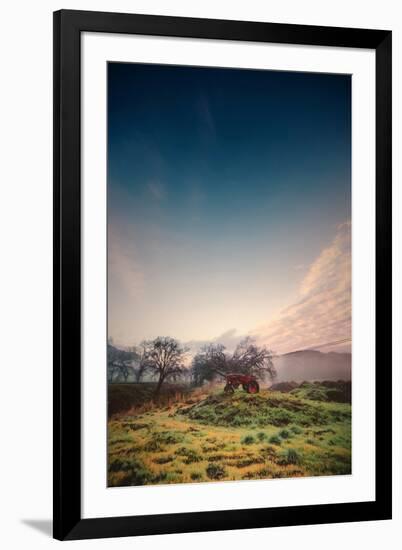 Old Tractor and Morning Hills, Petaluma Farming, Sonoma County-Vincent James-Framed Photographic Print