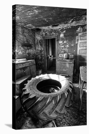Old Tractor Tyre in a Derelict Kitchen-Rip Smith-Stretched Canvas