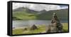 Old traditional cairns and mount Slaettaratindur, Funningsfjordur, Denmark-Martin Zwick-Framed Stretched Canvas