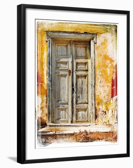 Old Traditional Greek Doors - Artwork In Painting Style-Maugli-l-Framed Art Print