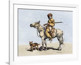 Old Trapper in the American West, 1800s-null-Framed Giclee Print