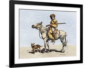 Old Trapper in the American West, 1800s-null-Framed Giclee Print