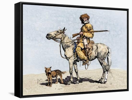 Old Trapper in the American West, 1800s-null-Framed Stretched Canvas