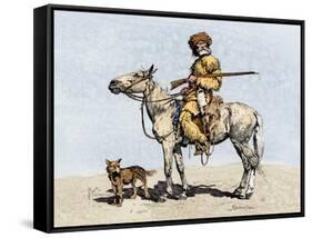 Old Trapper in the American West, 1800s-null-Framed Stretched Canvas