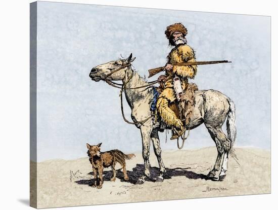 Old Trapper in the American West, 1800s-null-Stretched Canvas