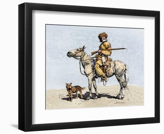 Old Trapper in the American West, 1800s-null-Framed Premium Giclee Print