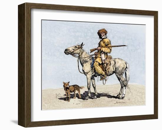 Old Trapper in the American West, 1800s-null-Framed Giclee Print