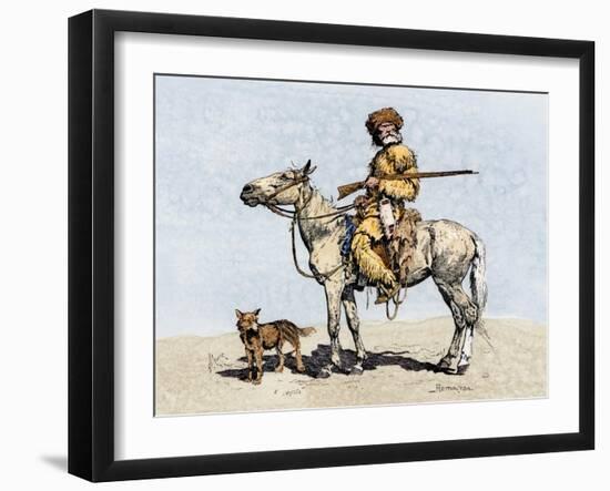 Old Trapper in the American West, 1800s-null-Framed Giclee Print