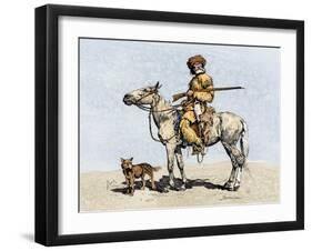 Old Trapper in the American West, 1800s-null-Framed Giclee Print