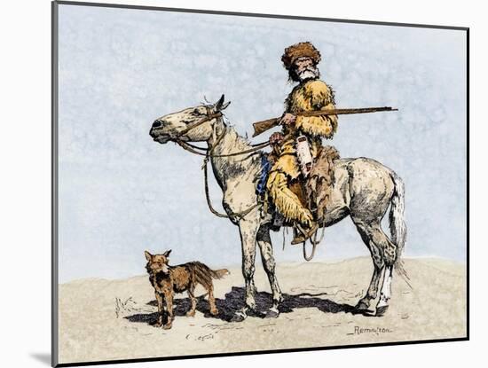 Old Trapper in the American West, 1800s-null-Mounted Giclee Print