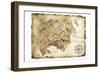 Old Treasure Map-TaiChesco-Framed Art Print