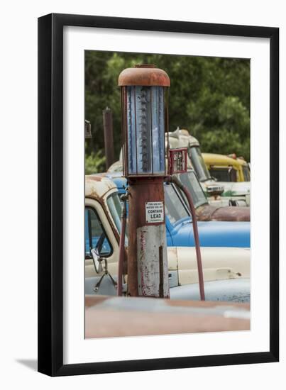 Old Trucks and Antique Gas Pump, Hennigar's Gas Station, Palouse Region of Eastern Washington-Adam Jones-Framed Photographic Print